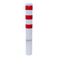 Borne stationnaire à bétonner capuchon d'soudé - Blanc/Rouge - Schake