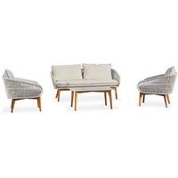 Salon bas de jardin en aluminium imitation bois - DCB Garden