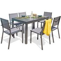 Ensemble repas en aluminium et plateau verre Tolede - DCB Garden