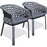 Fauteuil de jardin en corde tissée et aluminium - Lot de 2 - Paris Garden