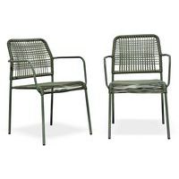 Lot composé de 2 fauteuils de jardin en corde et acier - City Garden