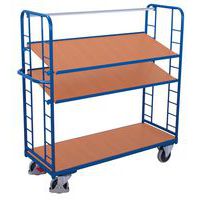 Chariot haut ergonomique 3 plateaux bois - Capacité 500 Kg