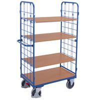 Chariot haut ergonomique 4 plateaux bois - Capacité 500 Kg