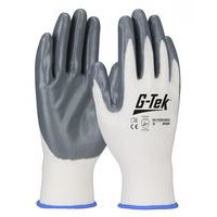 Gants tricotés polyester enduction nitrile - Blanc/Gris - G-TEK