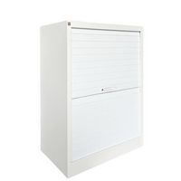 Armoire basse reconditionnée à rideaux blanche - JEC