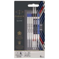 Lot de recharges Parker 3 gel + 3 billes noires et bleues - Parker