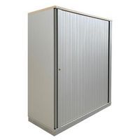 Armoire basse reconditionnée à rideaux grise - Sedus
