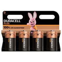 Pile Alcaline D Plus 100 % - 4 unités - Duracell