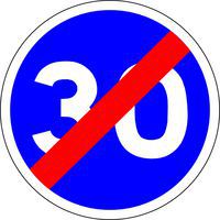 Panneau Fin de vitesse minimum obligatoire 30 km/h - Kelias