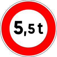 Panneau de signalisation Limitation de tonnage 5,5 t - Kelias