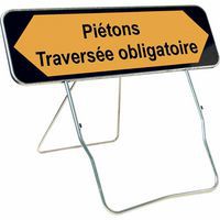 Panneau rectangle piétons traversée obligatoire CL1 TX1 - Kelias