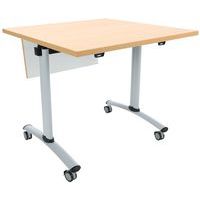 Table carrée avec voile de fond plateau mélaminé pivotant Axe Manutan Expert