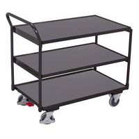 Chariot ergonomique 3 plateaux bois -Barre verticale - Capacité 250Kg