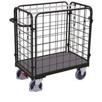 Chariot grillagé bas pour colis avec 4 parois