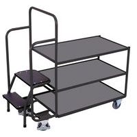 Chariot préparateur de commandes avec 3 plateaux, bas