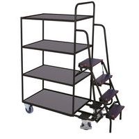 Chariot préparateur de commandes avec 4 plateaux, fort