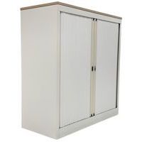 Armoire basse reconditionnée – Ouverture à rideaux Blanc