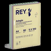 Ramette 500 feuilles A4 80g 5 teintes pastel assorties - Rey