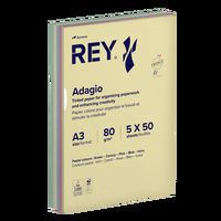 Ramette 250 feuilles A3 80g 5 teintes pastels assorties - Rey