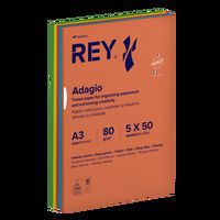 Ramette 250 feuilles A3 80g 5 teintes vives assorties - Rey