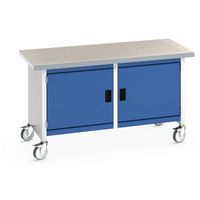 Etabli roulant monobloc Cubio - plateau linoléum 2 portes - Bott