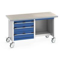 Etabli roulant Cubio - plateau linoléum avec tiroir et tablette - Bott