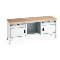 Etabli en hêtre Cubio - 2 portes - 2 tiroirs - L2000mm - Bott