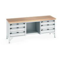 Etabli en hêtre Cubio - 6 tiroirs - L1500mm - Bott