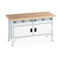 Etabli en hêtre Cubio - 2 portes - 2 tiroirs - L1500mm - Bott