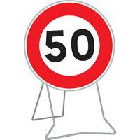 Panneau B14 50 Limitation vitesse sur pied classe 1 - Aximum