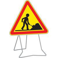 Panneau AK5 Travaux Hauteur sur pied classe 1 - Aximum