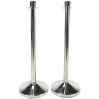 Poteau à corde acier chromé - Pommeau classique - Lot de 2