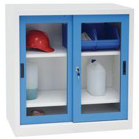 Armoires basses à portes coulissantes CH - Avec vitrine - Largeur 100 cm - Manutan