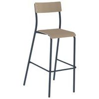 Chaise de bar André H80 assise et dossier hêtre - piètement métal