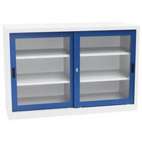Armoires basses à portes coulissantes CH - Avec vitrine - Largeur 150 cm - Manutan