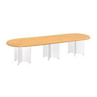 2 tables 1/2 ovales + 1 table d'extension avec plateau hêtre et pieds croix