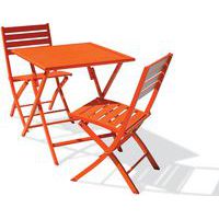 Table jardin 70x70cm orange + 2 chaises pliantes - City Garden