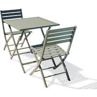 Table jardin 70x70cm kaki + 2 chaises pliantes - City Garden