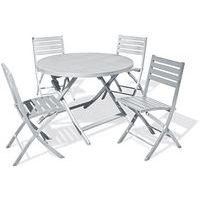 Table jardin Marius Ø110cm gris + 4 chaises - City Garden