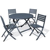 Table jardin Marius Ø110cm gris anthracite + 4 chaises - City Garden