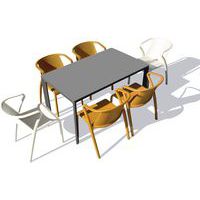 Table jardin Meet 160x90cm gris anthracite + 6 fauteuils Fado - Ezpeleta