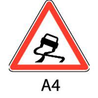 Panneau de signalisation de danger - A4 - Chaussée glissante