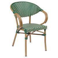 Lot de 2 fauteuils Paris 9 tressage wicker vert ivoire/bamboo look