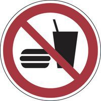Panneau interdiction - Défense de manger ou boire - Aluminium ROND