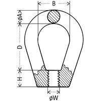 A = Section ØB = Largeur intérieureD = Hauteur intérieureH = Pied hauteurW = Taille filetage