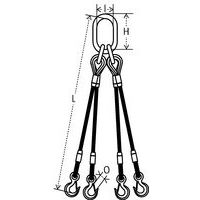 Élingue en câble d'acier inoxydable à 4 brins - Force 850 à 2 300 kg