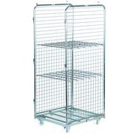 Roll conteneur 2 côtés et 2 tablettes - Capacité 400 kg - Manutan