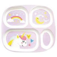 Lot de 4 plateaux 4 compartiments 24 x 21,5 Licorne mélamine Plastorex