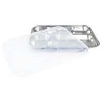 Lot de 6 plateaux inox 5 compartiments couv. polypropylène Plastorex