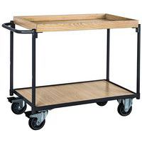 Chariot 250 kg plateaux bois rebord - Barre horizontale - Manutan